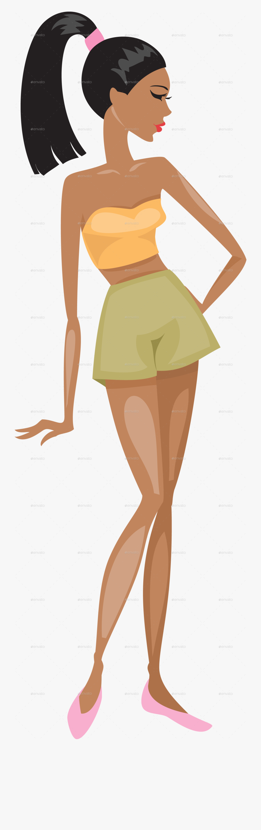 Clip Art Girl In Summer Clothes - Illustration, Transparent Clipart