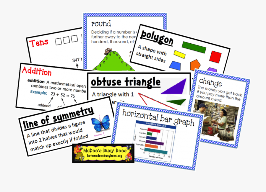 Free Math Vocabulary Cards - Maths Vocab Matching, Transparent Clipart