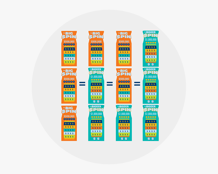 4 Rows Of Big Spin And Bigger Spin Scratch Tickets - Label, Transparent Clipart