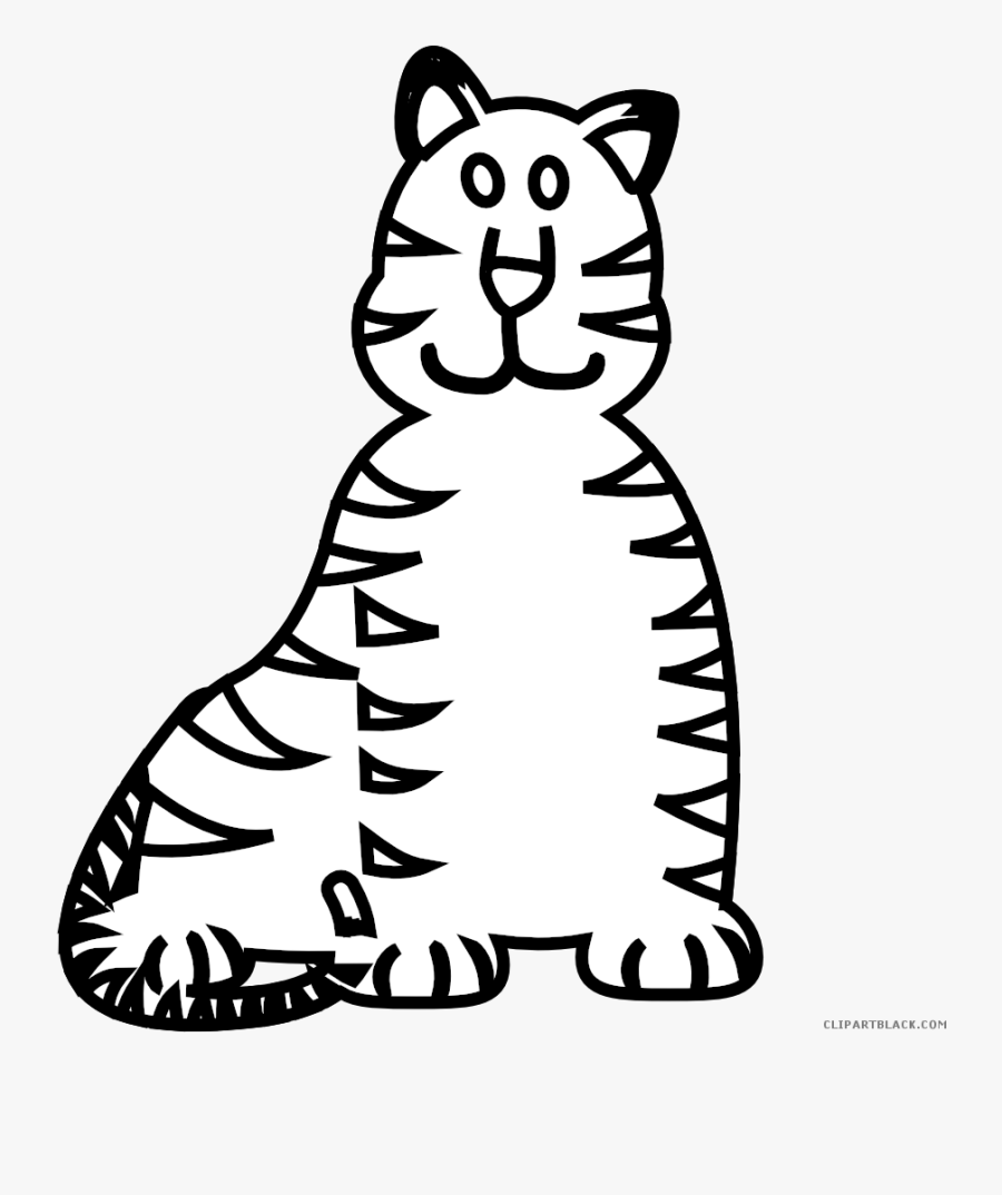 Tiger Outline Animal Free Black White Clipart Images - Clip Art Pictures Black And White Things, Transparent Clipart