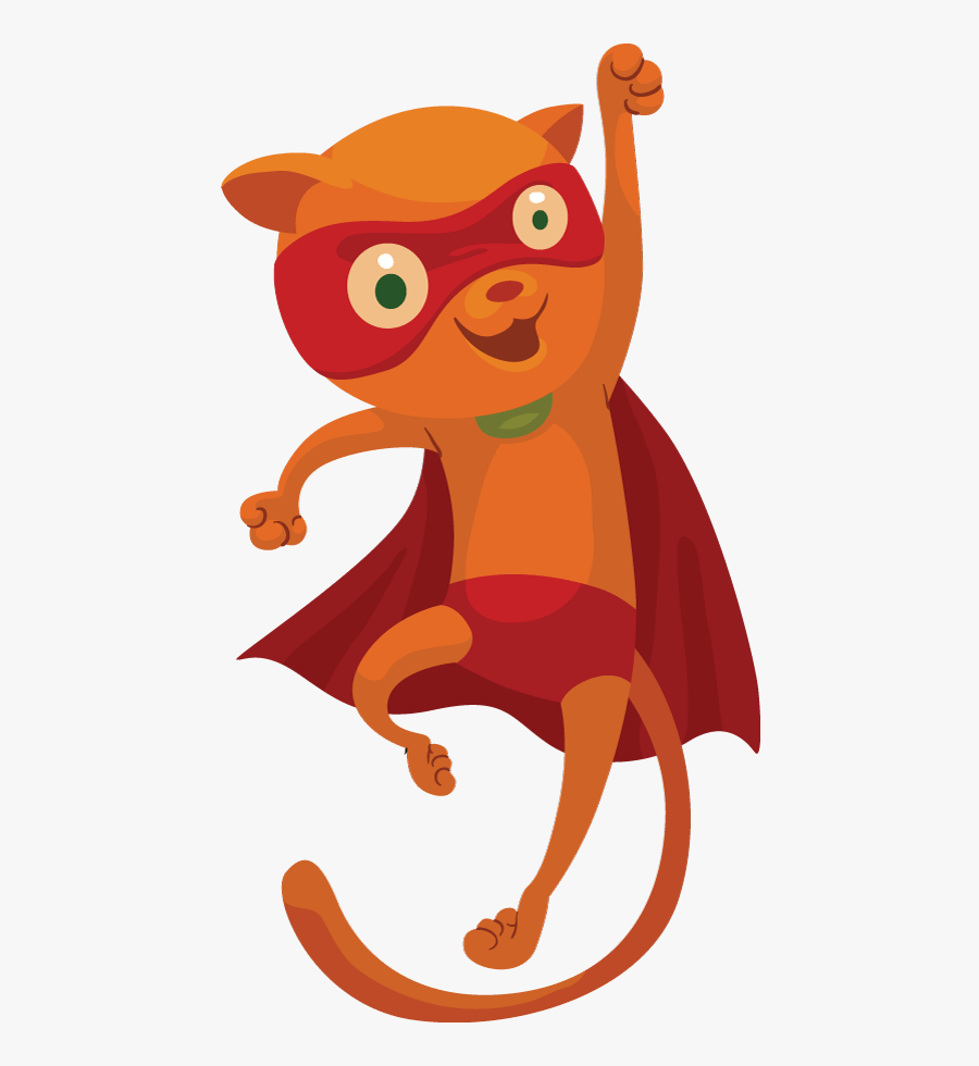 Super Hero Cat - Cartoon, Transparent Clipart
