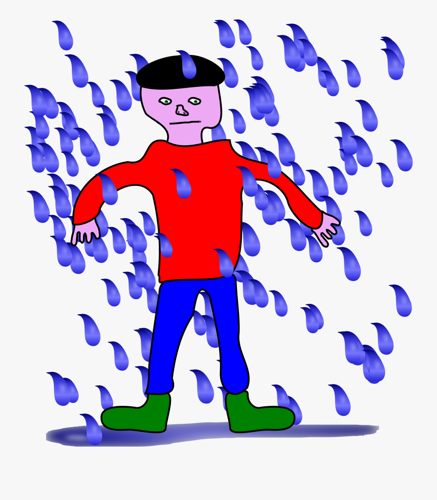 Man Standing In Rain - طفل تحت المطر كرتون, Transparent Clipart