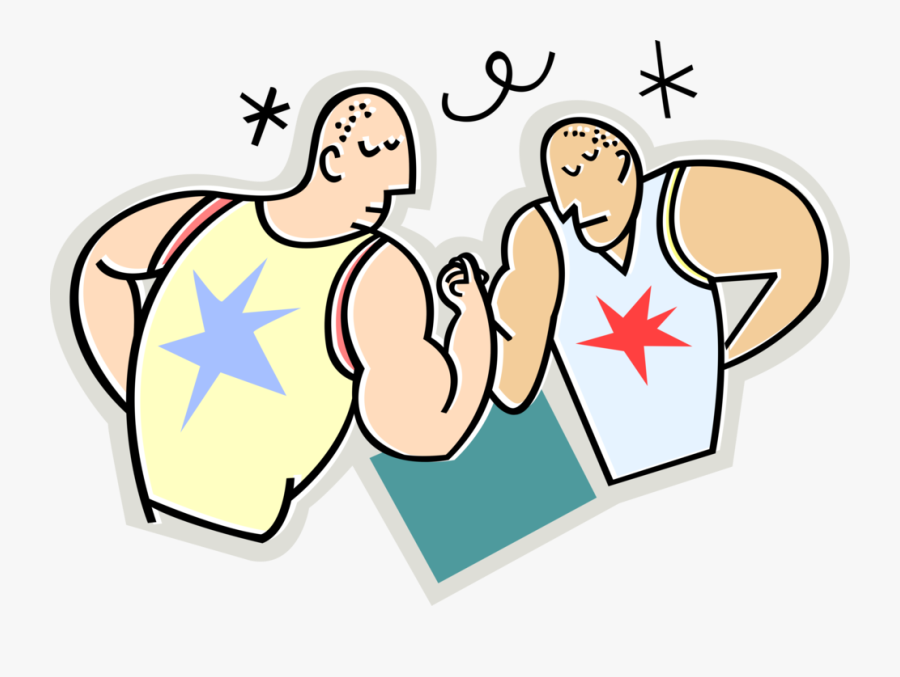 Vector Illustration Of Arm Wrestlers Wrestling In Strength - Wrestle Cartoon, Transparent Clipart