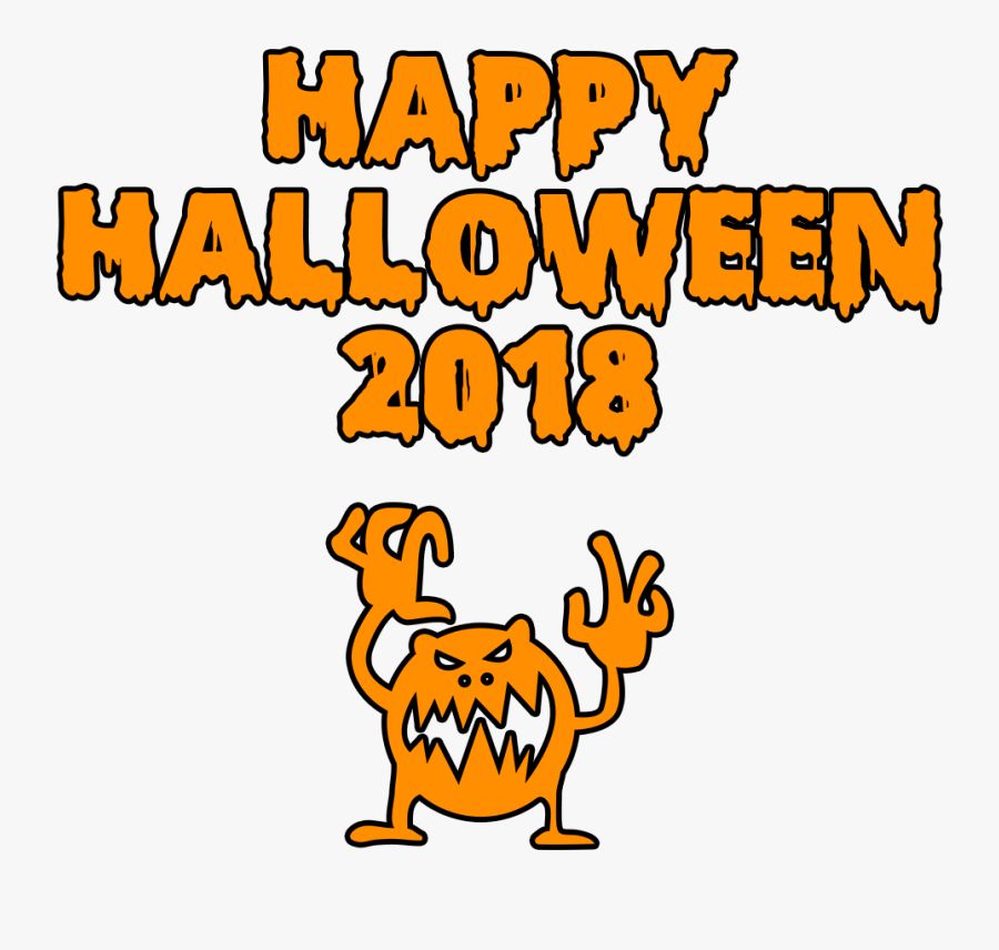 Happy Halloween 2018 Scary Monster Bloody Font, Transparent Clipart