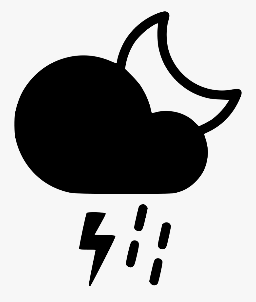 Night Thunderstorm Cloud Rain Clipart , Png Download - Cloudy Moon Icon, Transparent Clipart