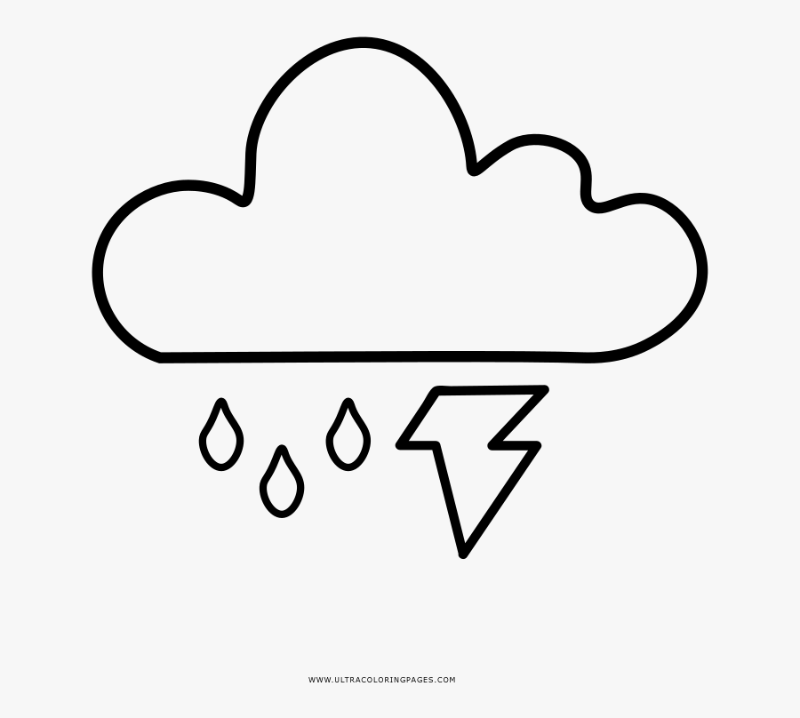 Thunderstorm Coloring Page - Dibujo De Tormenta Electrica Para Colorear, Transparent Clipart