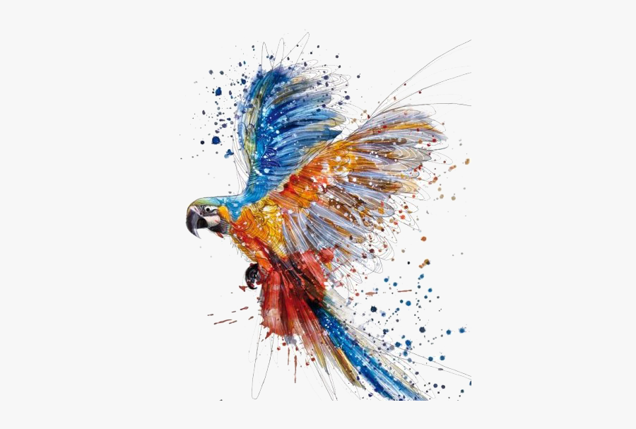 Tattoo Art Acceptance Watercolor Painting Drawing Clipart - Watercolor Parrot, Transparent Clipart