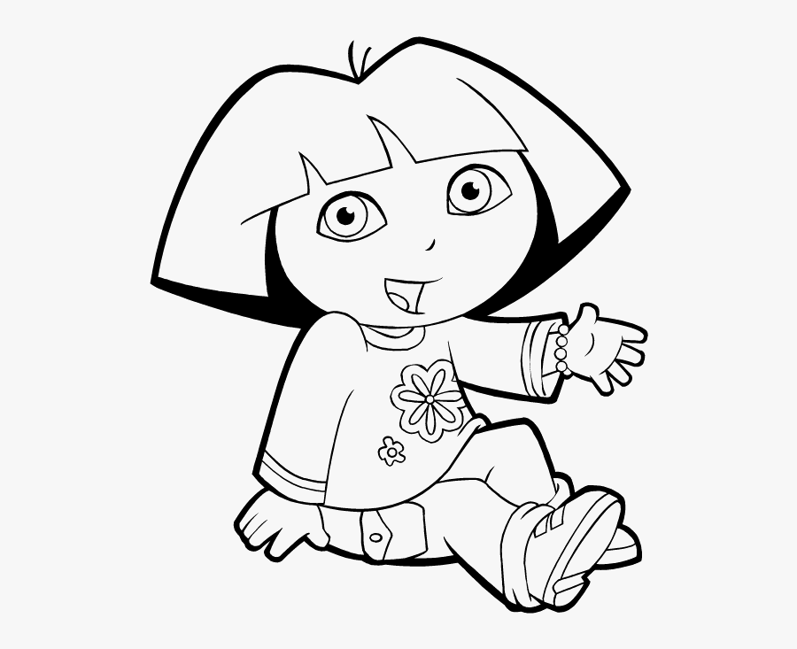 Dora The Explorer Are Sitting Coloring Pages - Sitting Dora Coloring Page, Transparent Clipart