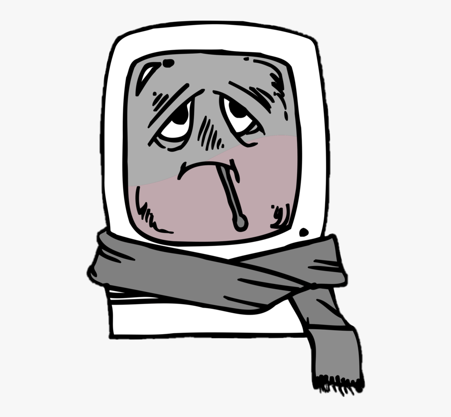 Computer With A Virus Wearing A Scarf - Computer Virus Drawing Png, Transparent Clipart