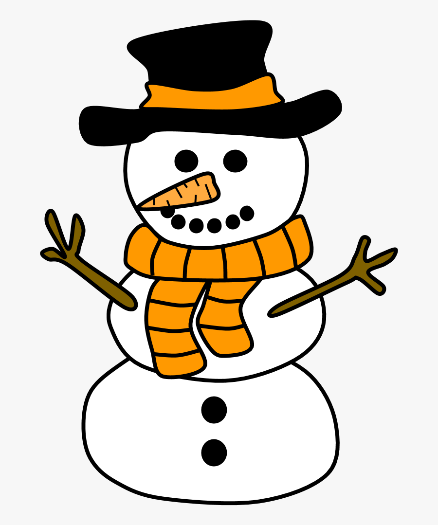 Snowman, Hat, Scarf, Orange - Snowmen With A Hat, Transparent Clipart