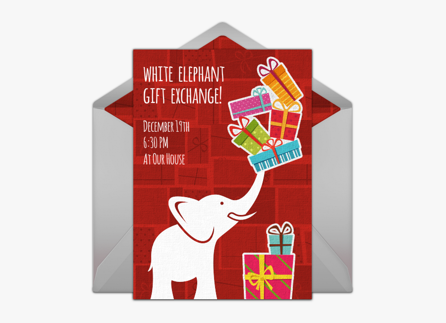 Free White Elephant Invites, Transparent Clipart