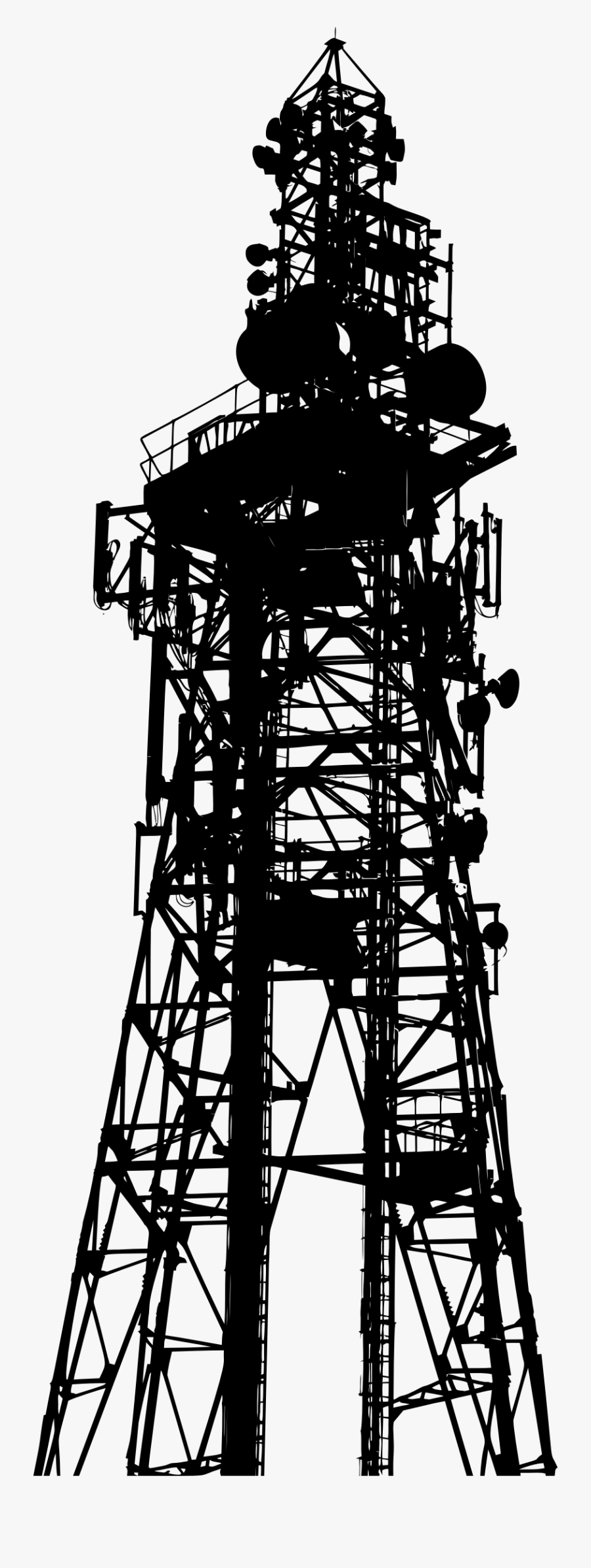 Communications Tower Silhouette Clip Arts - Communication Tower Vector Png, Transparent Clipart