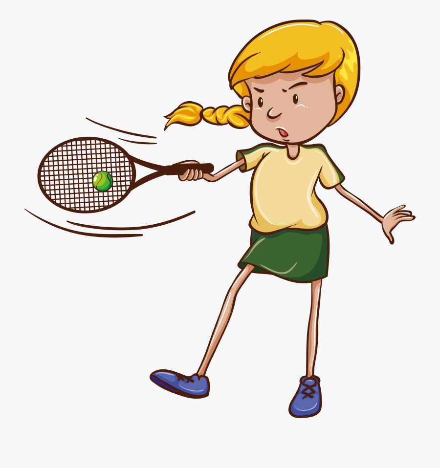 Transparent Girl Tennis Player Clipart - Simple Drawing Of Badminton, Transparent Clipart