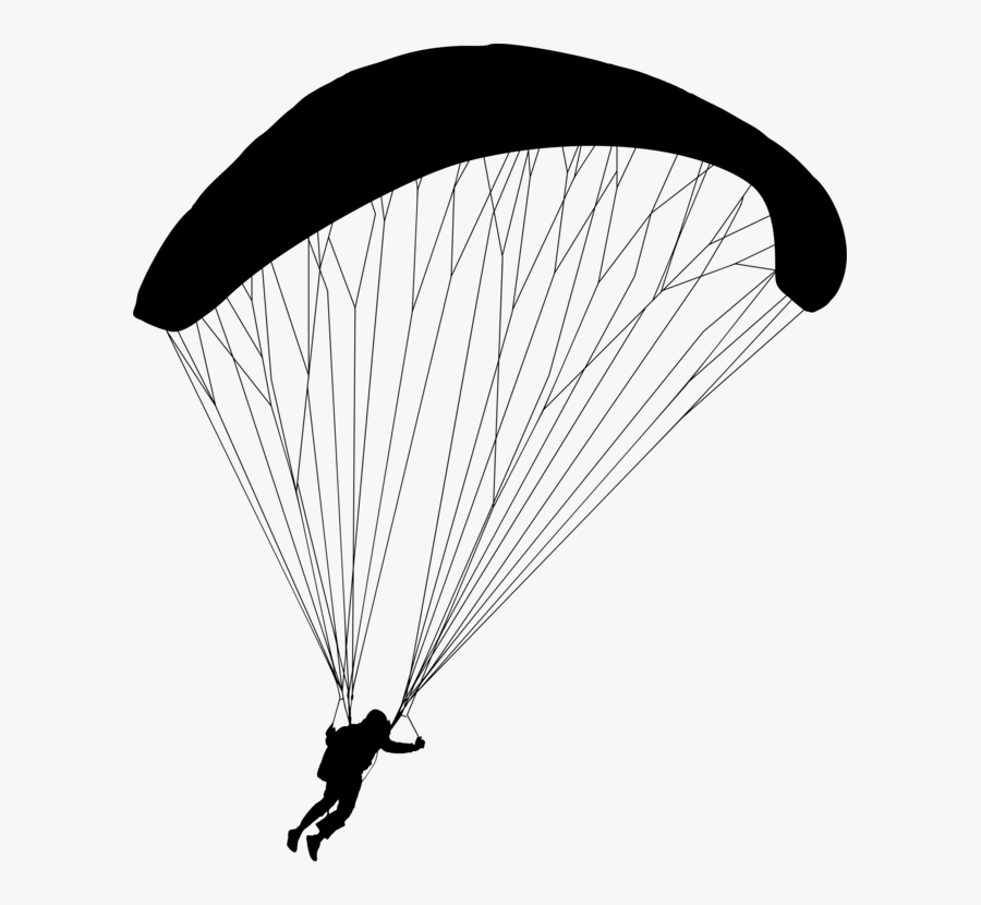 Air Sports,monochrome Photography,sky - Clipart Image Black And White Of Parachute, Transparent Clipart