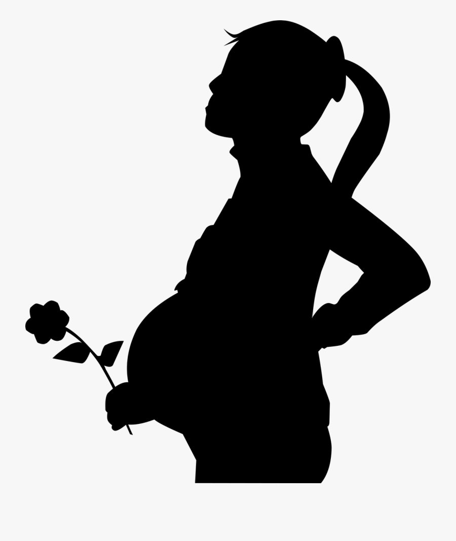 Pregnant, Flower, Silhouette, Woman, Mother, New, Baby - Silueta De Mujer Embarazada, Transparent Clipart