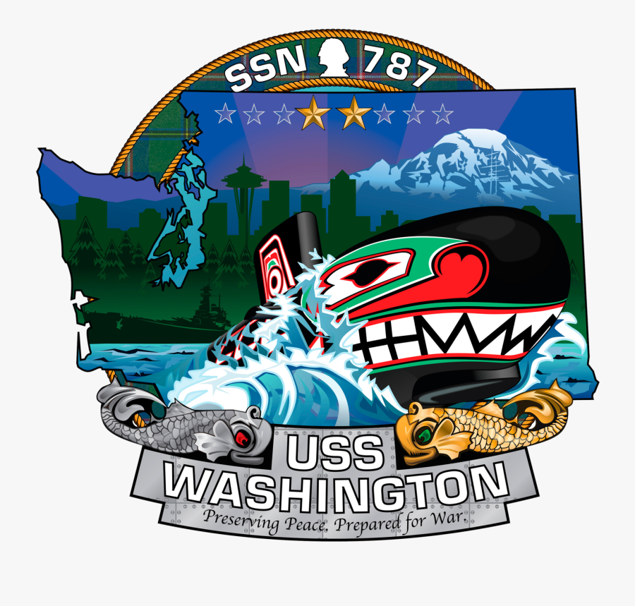 The Ship"s Crest Of The Virginia-class Attack Submarine - Uss Washington Ssn 787, Transparent Clipart