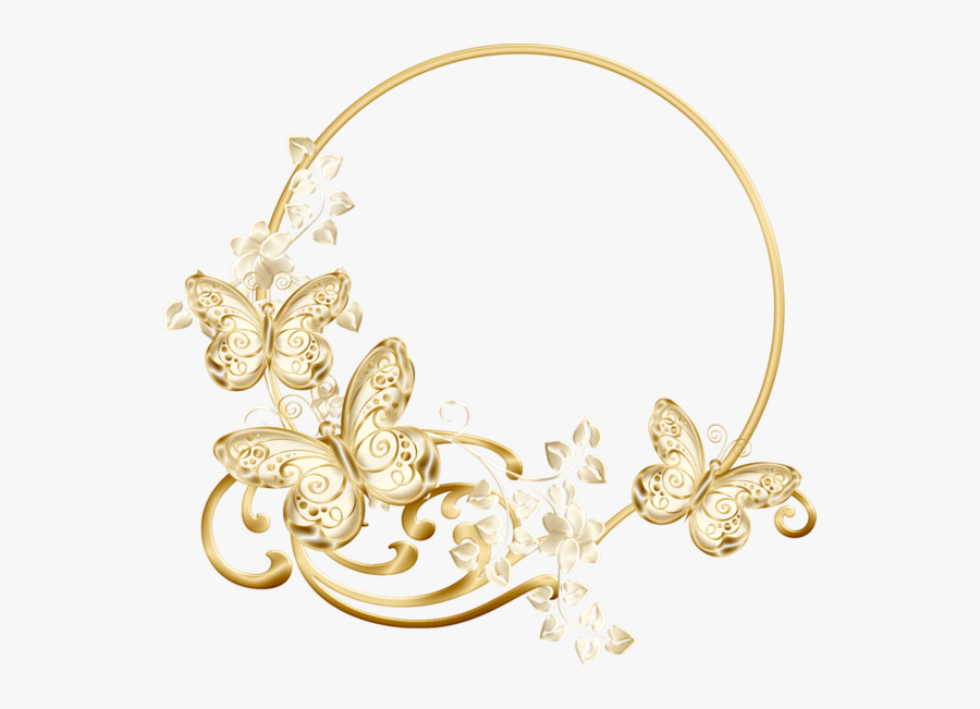 #butterflies #gold #swirls #vinesandleaves #round #wreath - Diseño De Joyas En Oro, Transparent Clipart