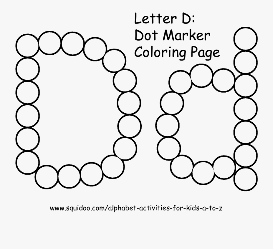Letter D Dot Marker Coloring Page 1 Preschool Literacy - Coloring Book, Transparent Clipart