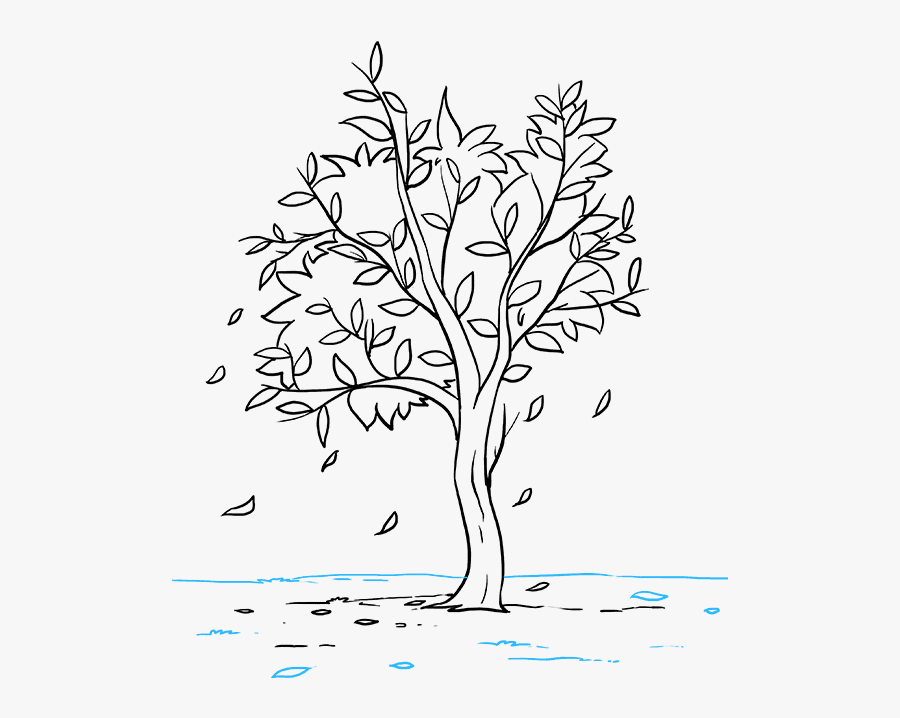 How To Draw Fall Tree - Fall Tree Drawing Small, Transparent Clipart