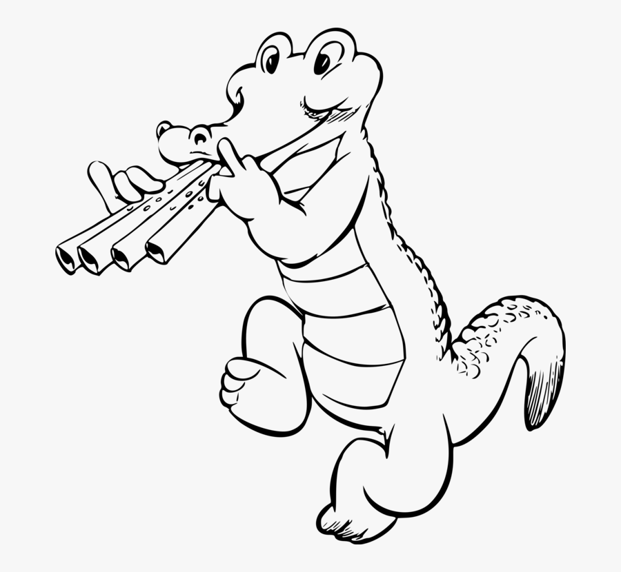 Clip Art Crocodile Coloring Animals Playing Instrument Drawing , Free