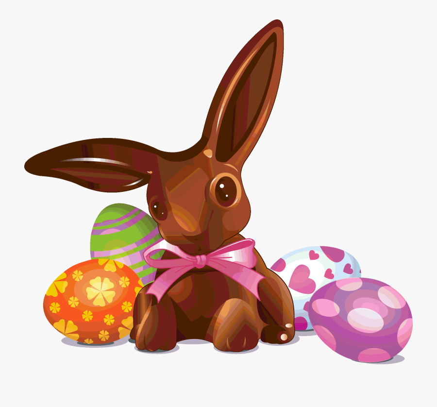 House Clipart Easter Bunny - Chocolate Easter Eggs And Bunnies, Transparent Clipart