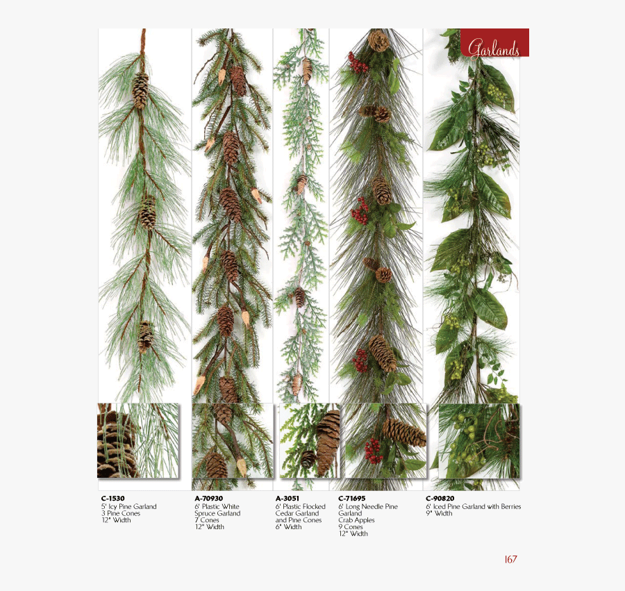 Long Pine Needle Garland - Spruce Garland, Transparent Clipart