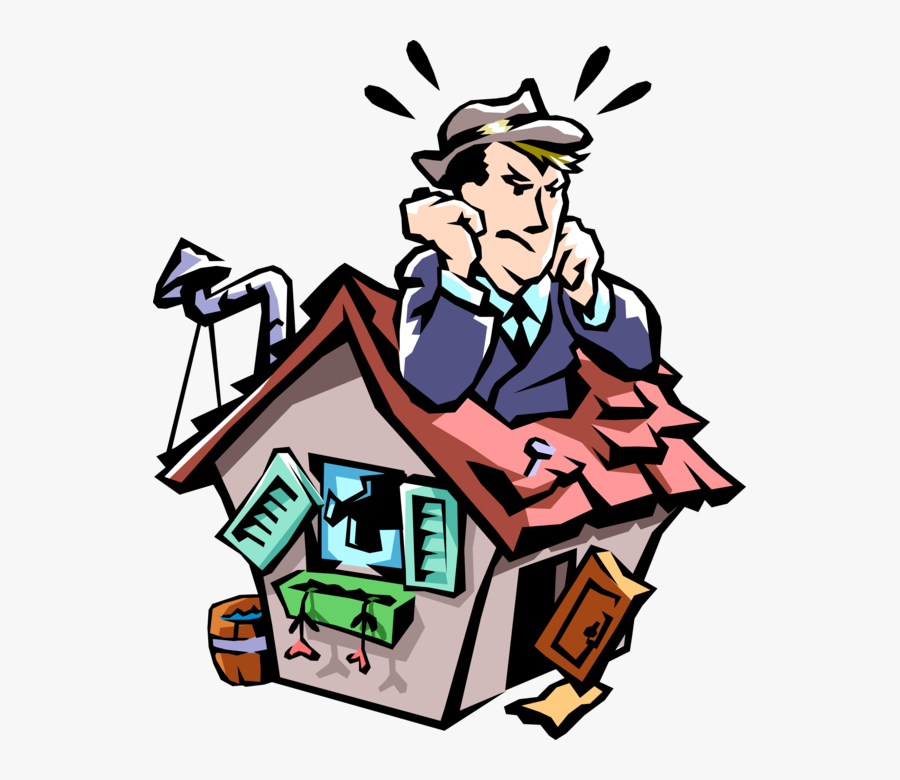 Vector Illustration Of Frustrated Homeowner Can"t Keep, Transparent Clipart
