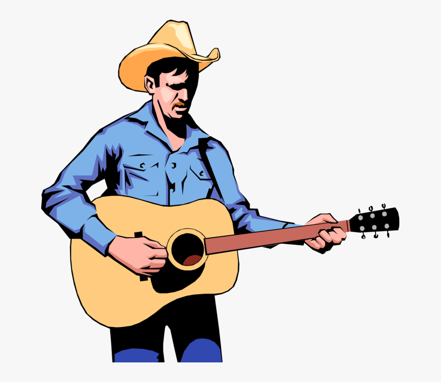 Vector Illustration Of Western Cowboy Country Musician - Country Music Singer Clipart, Transparent Clipart