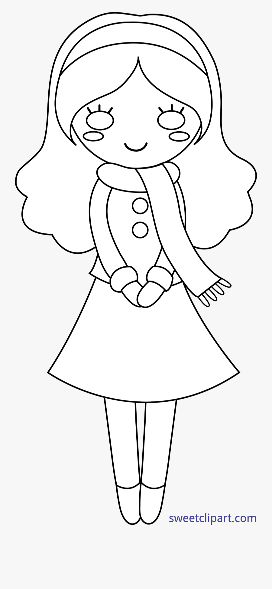 Girl Chef Lineart - Cute Girl Clip Art Black And White, Transparent Clipart