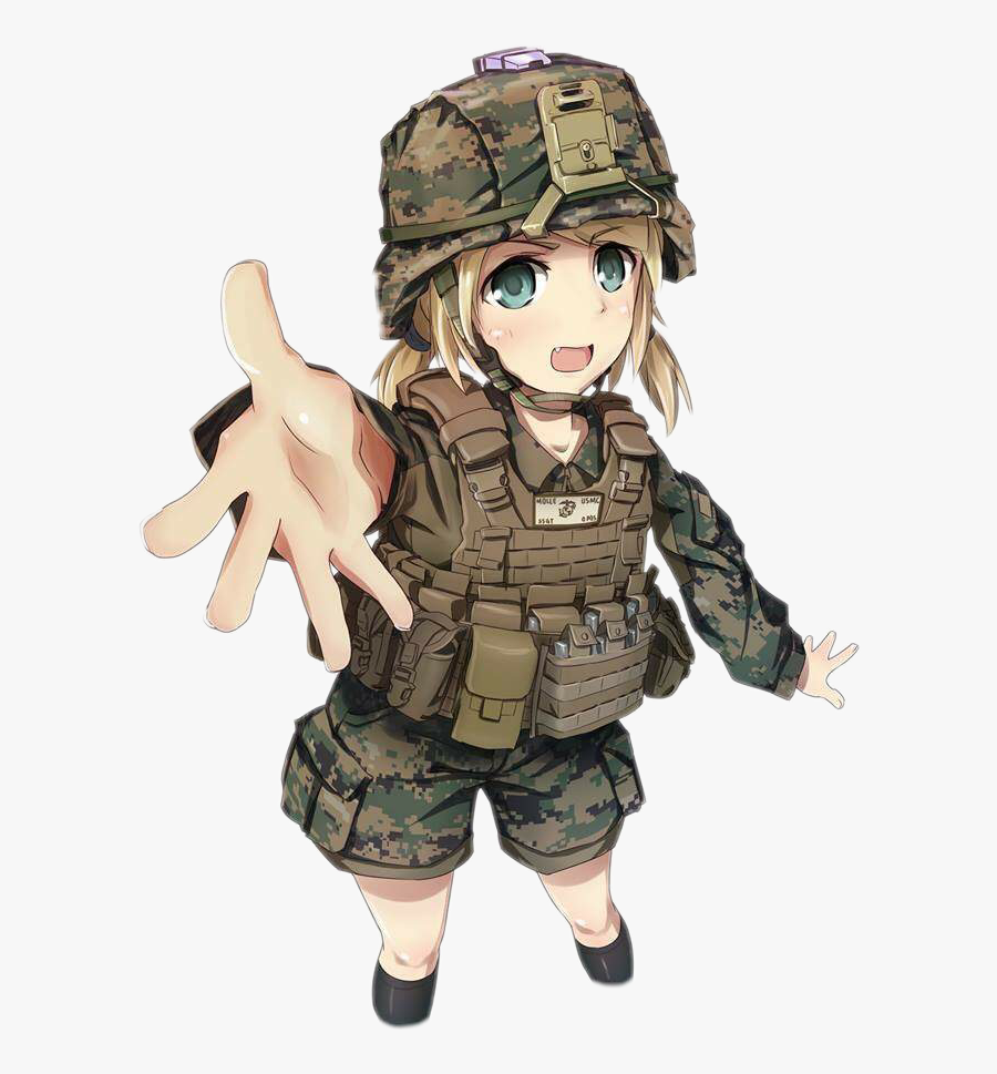 #gun #animegirl #marines #soldier #army #freetoedit - Anime Soldier Girl Png, Transparent Clipart