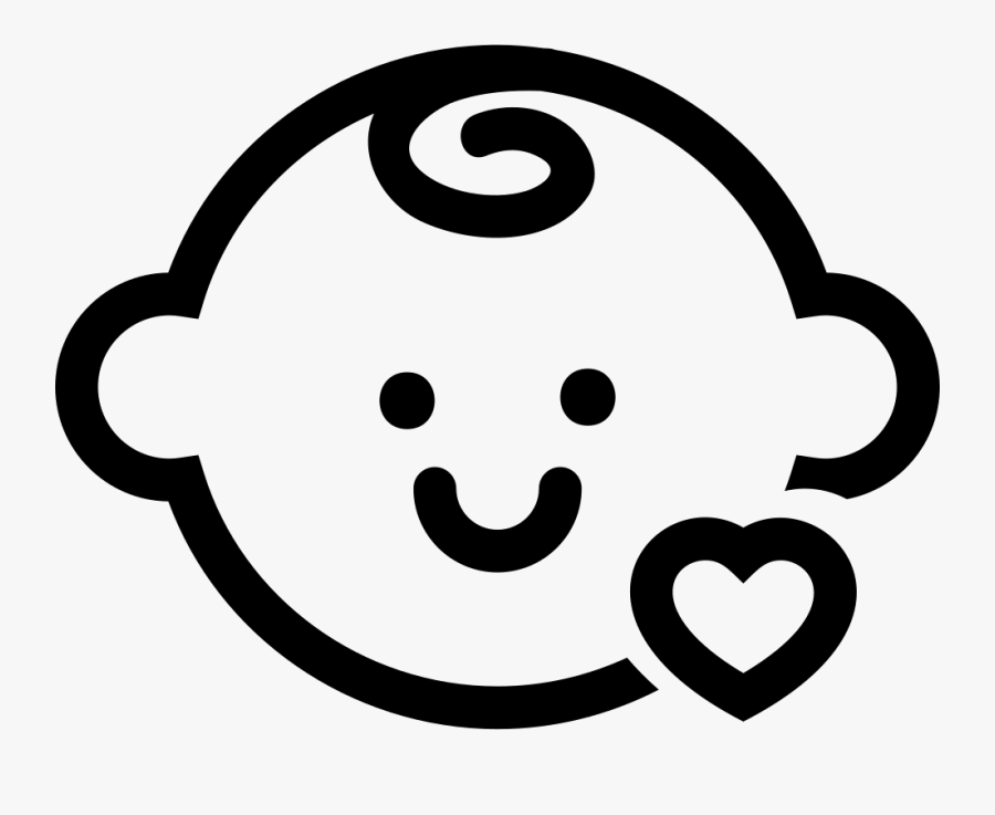 Baby Head With A Small Heart Outline - Baby Icon Png, Transparent Clipart