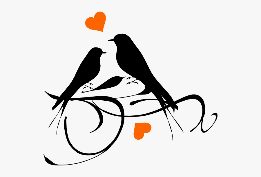 Love Birds Black And White, Transparent Clipart