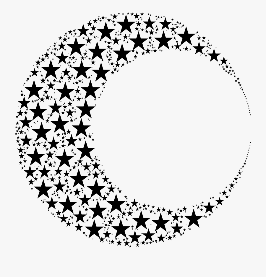 Moon And Stars Png Circle- - Stars And Moon Circle, Transparent Clipart