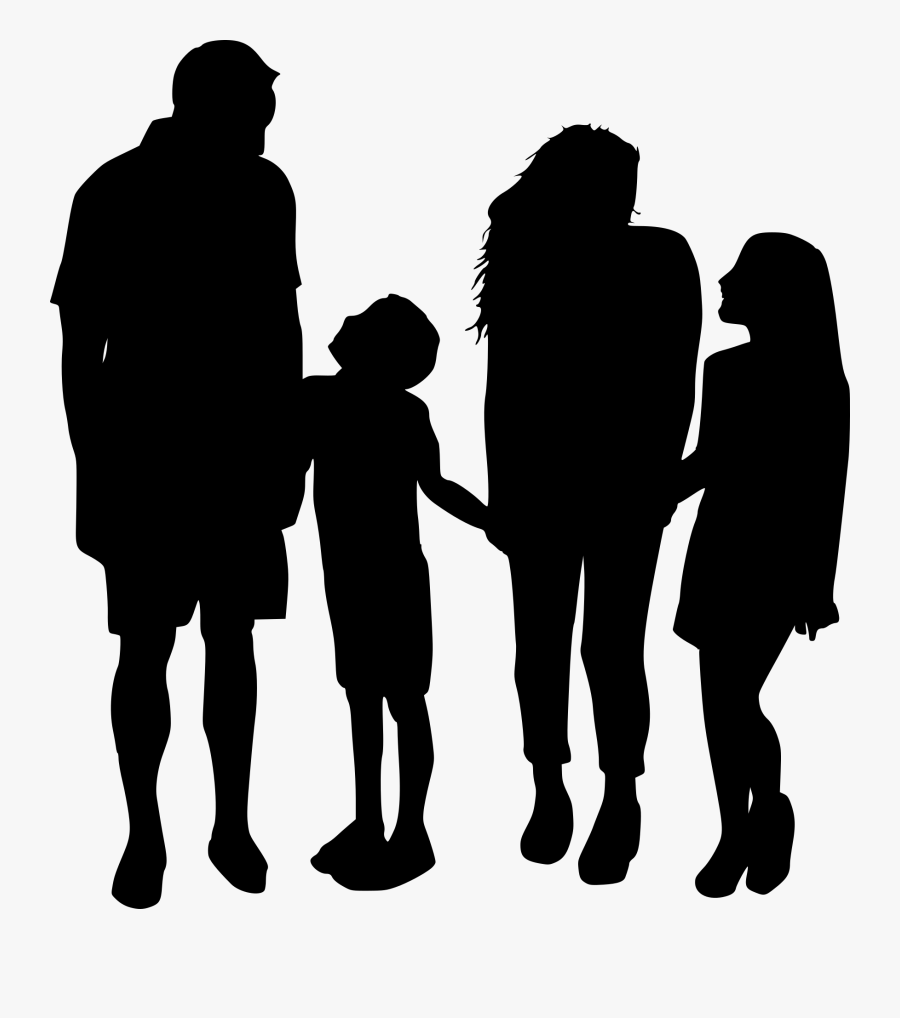 Family Of 4 Silhouette, Transparent Clipart
