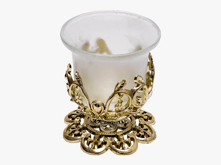 Glass Candle Holder With Gold Ornaments Png - Candle Holders Glass Png, Transparent Clipart