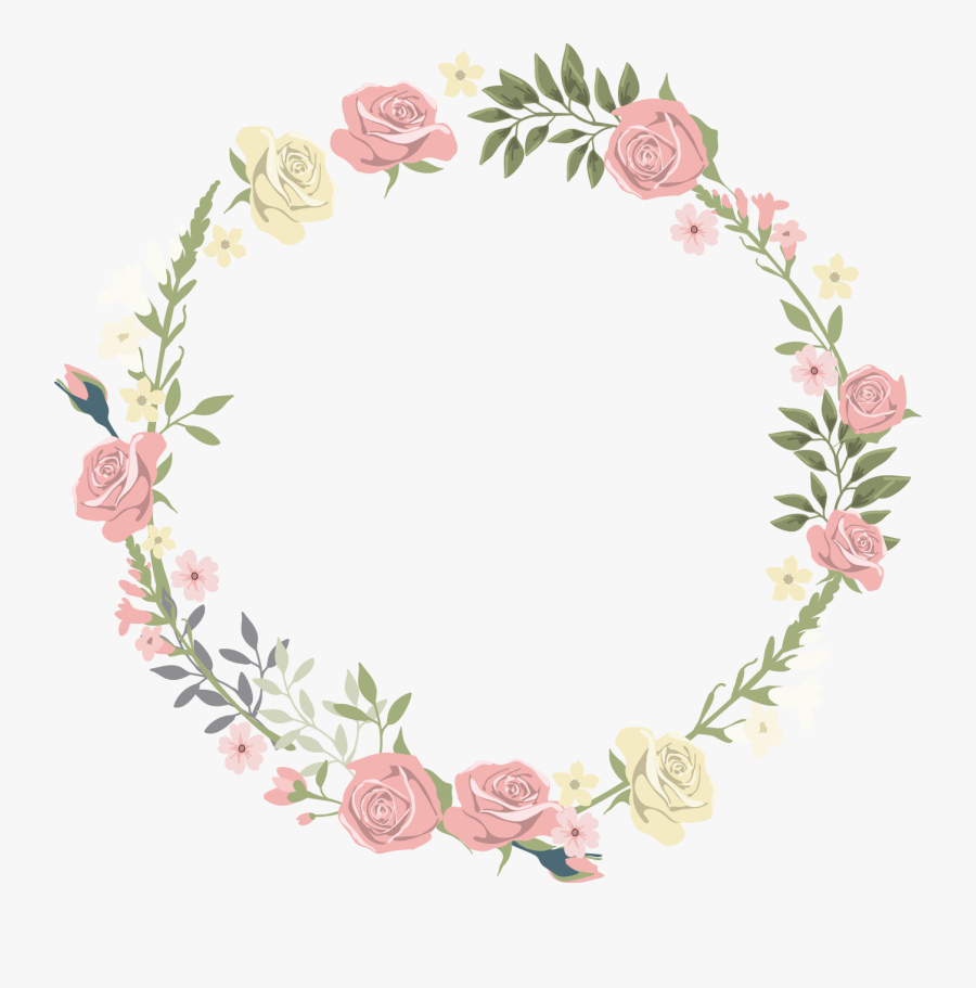 Clip Art Black And White Stock Pink Flowers Lace Transprent - Watercolor Floral Circle Border, Transparent Clipart