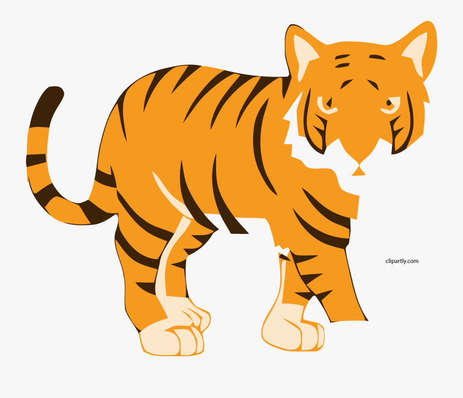 Tiger New Sitting Clipart Stripped Bengal Transparent - Cartoon Tiger Clip Art, Transparent Clipart
