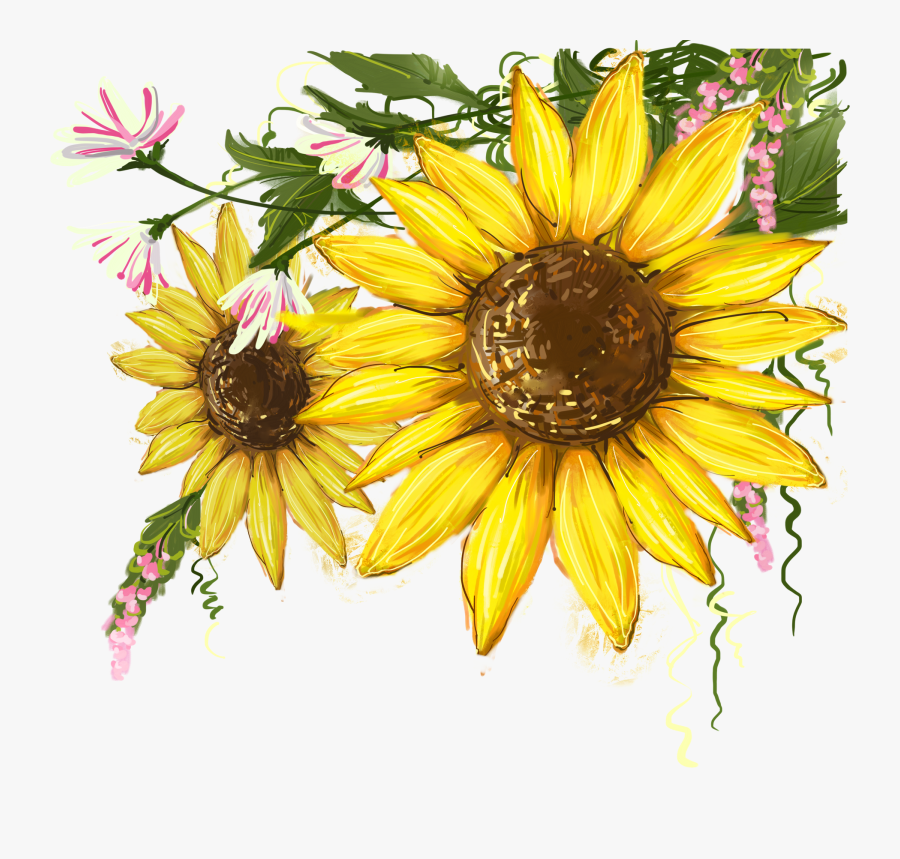 Sunflower Design For Fabric Painting, Transparent Clipart