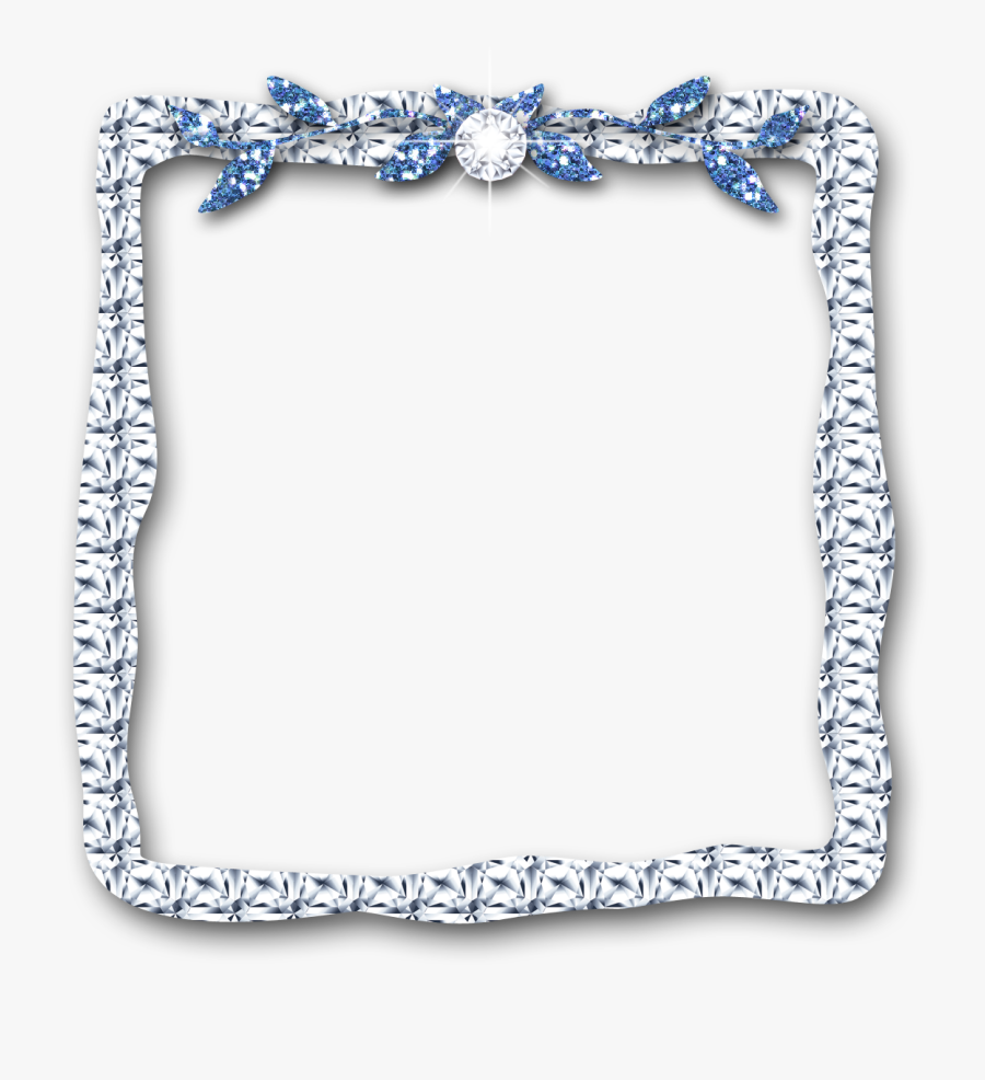 Frame Clipart Diamond Leaves Digital Download Silver - Blue And Silver Frame, Transparent Clipart