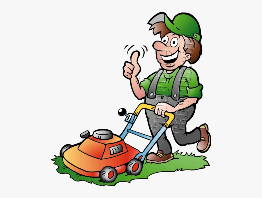 Gardener Using Push Mower - Gardner Cartoon , Free Transparent Clipart