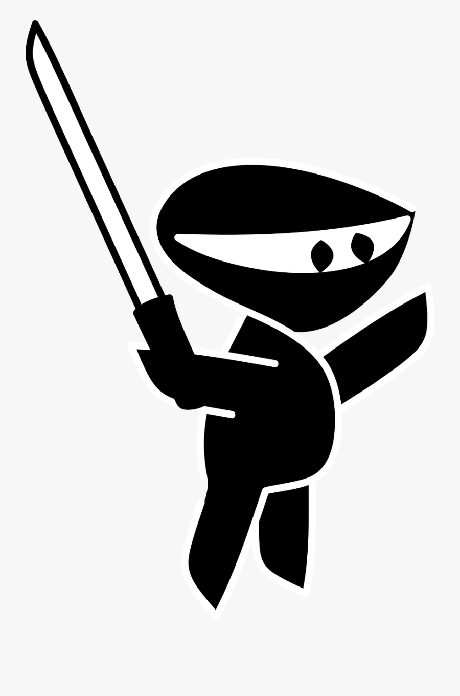 Silhouette,fictional Character,monochrome Photography - Ninja Black And White, Transparent Clipart