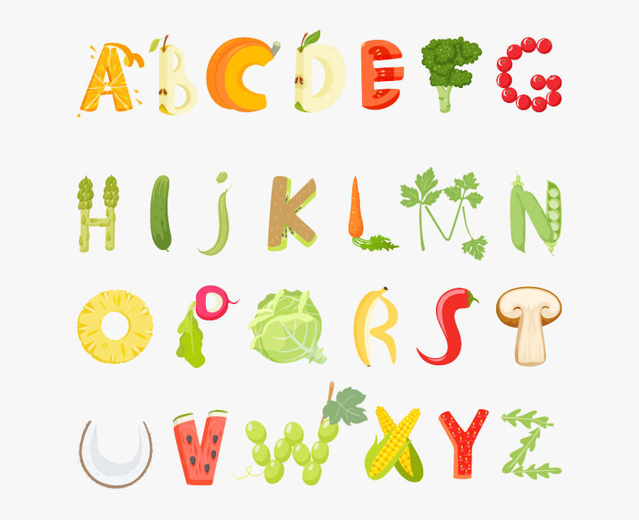 Vegetarian Cuisine Food Letter Alphabet - Letters Made Of Food Cartoon, Transparent Clipart