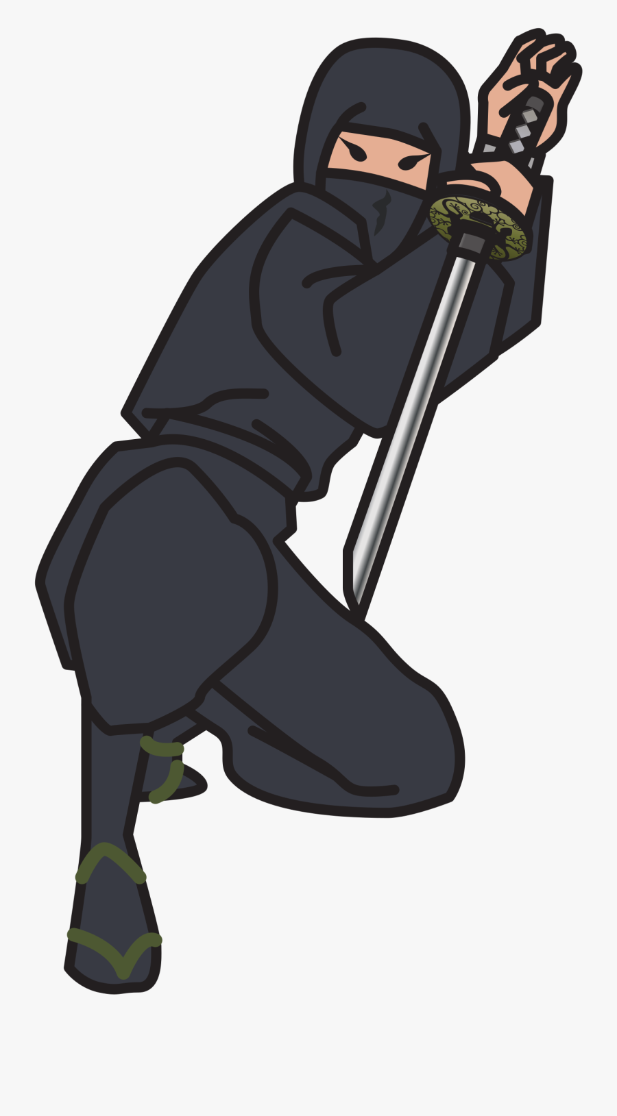 Jpg Black And White Clipart Ninja - Ninja With A Sword, Transparent Clipart