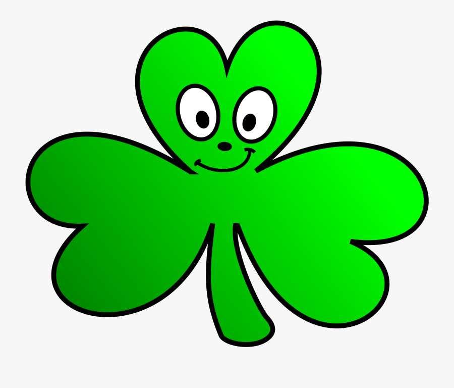 Green Shamrock Cartoon Face - Irish Shamrock Clip Art, Transparent Clipart