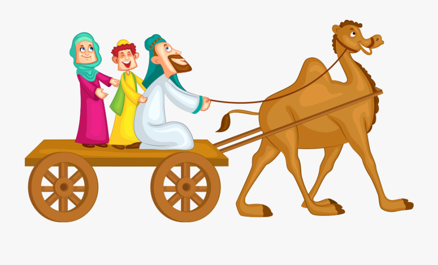 Clipart Deve Arabasındaki Müslüman Aile - Camello Con Un Musulman, Transparent Clipart