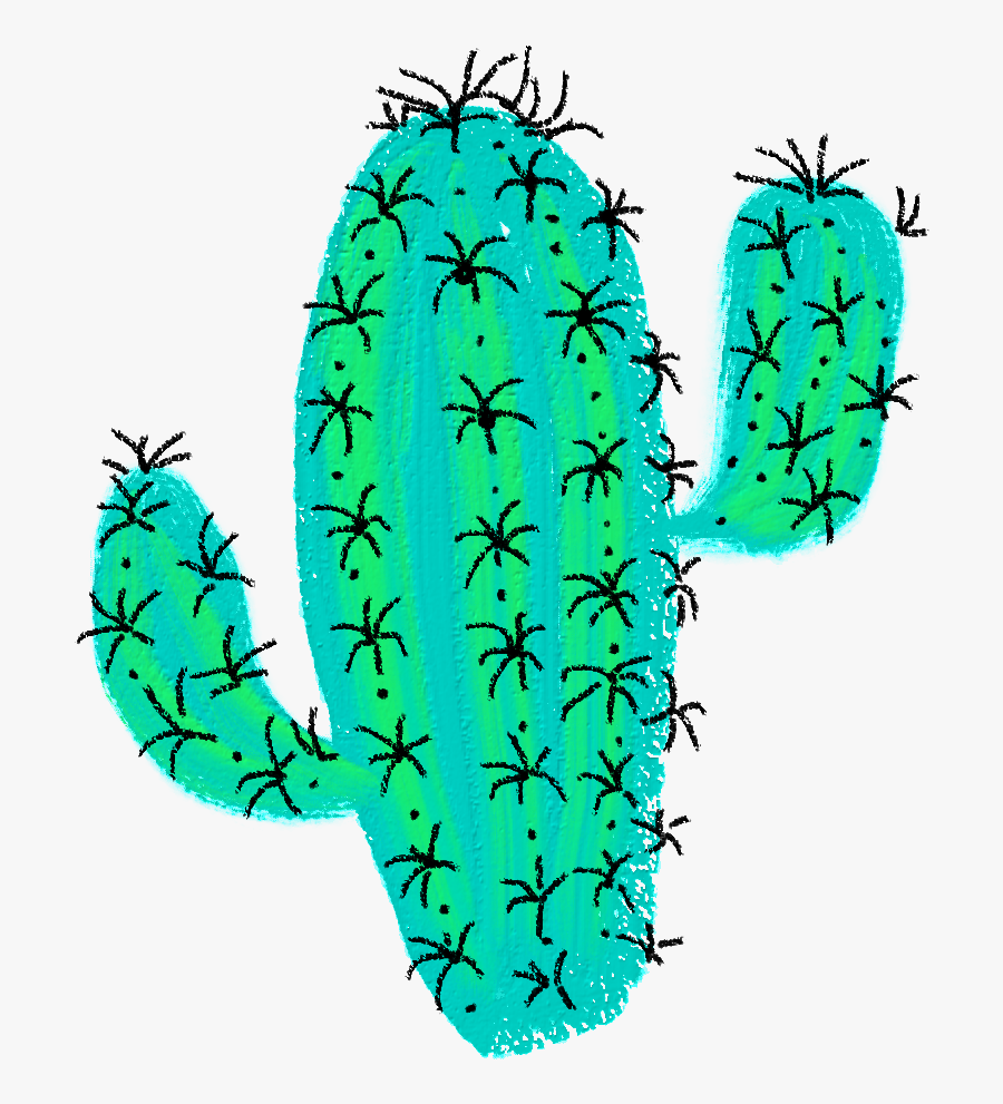 #cactus #drawing #desert #sticker #green #plant #spins - Prickly Pear, Transparent Clipart
