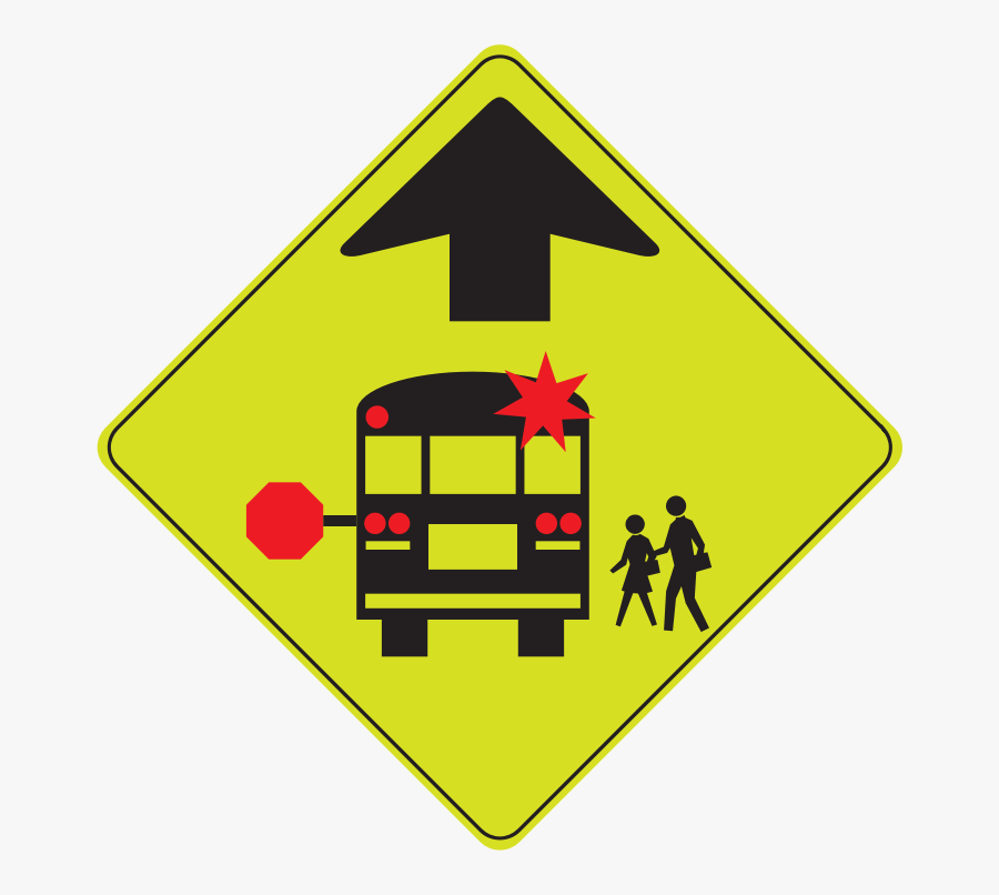 School Bus Stop Ahead Library - Stop For School Bus Road Sign, Transparent Clipart