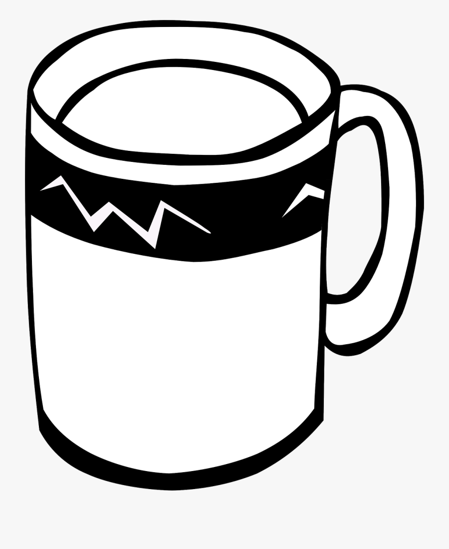 Line Art,serveware,cup - Clip Art Black And White Mug, Transparent Clipart