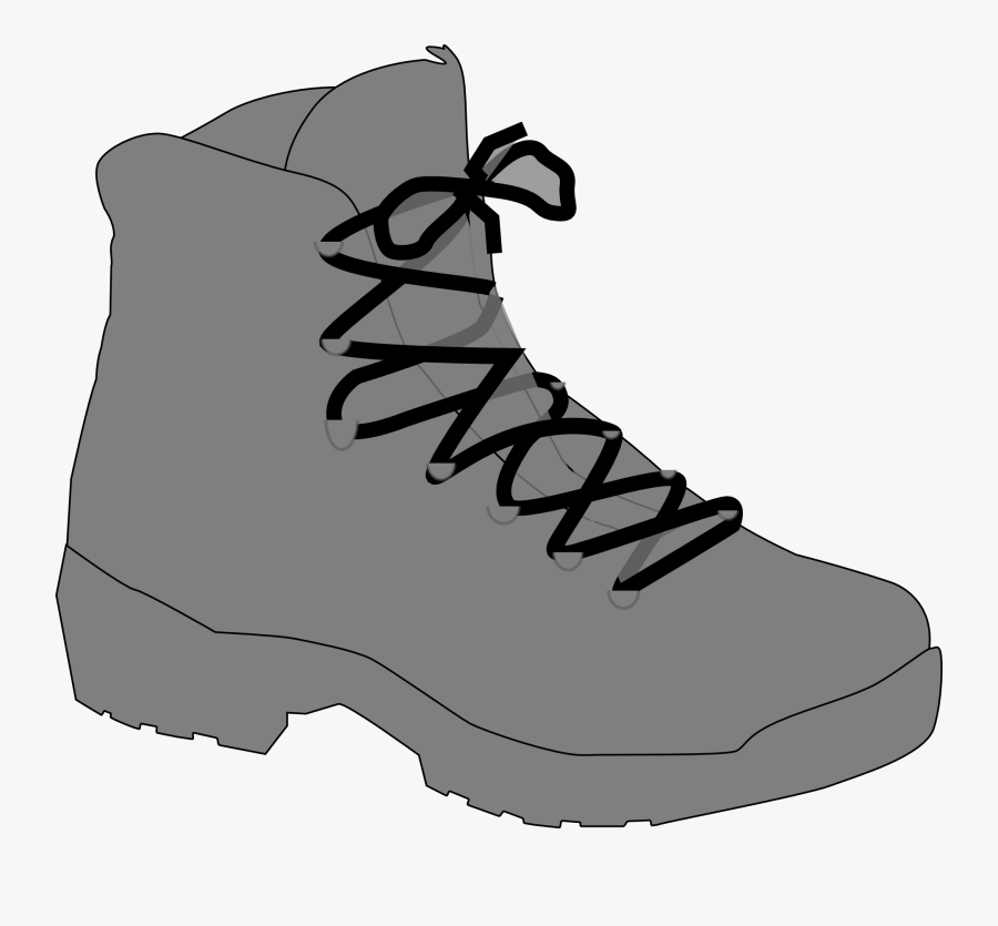 Boot Lace Fastened Tied Footwear Shoe Fashion - Clipart Hiking Boots Black And White, Transparent Clipart
