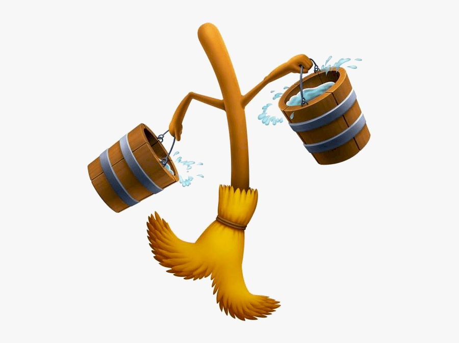 Cinderella Mop And Bucket Clipart - Sorcerer's Apprentice Broom, Transparent Clipart